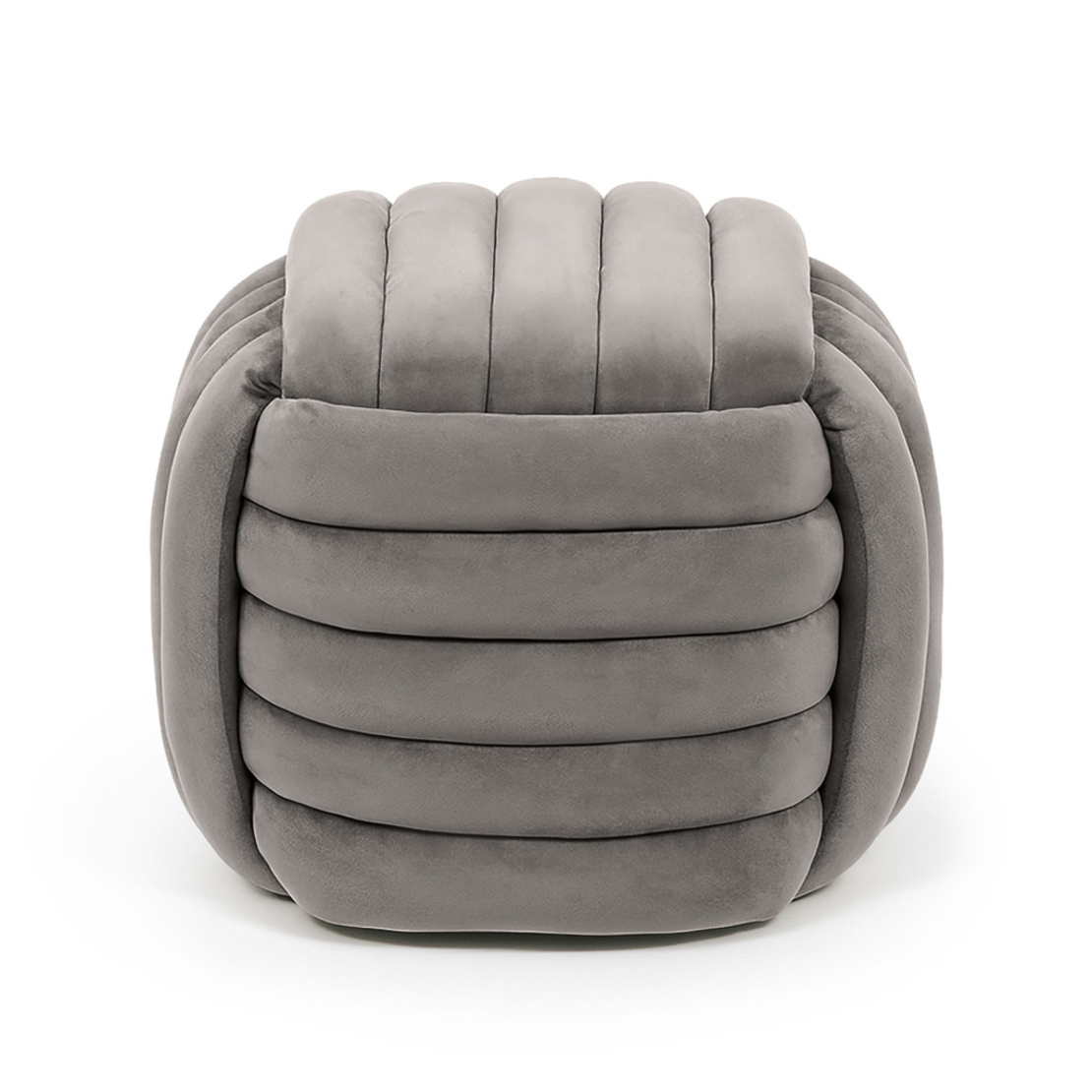 Taburet tapitat Nilo, velur, 53x50x43 cm, gri deschis