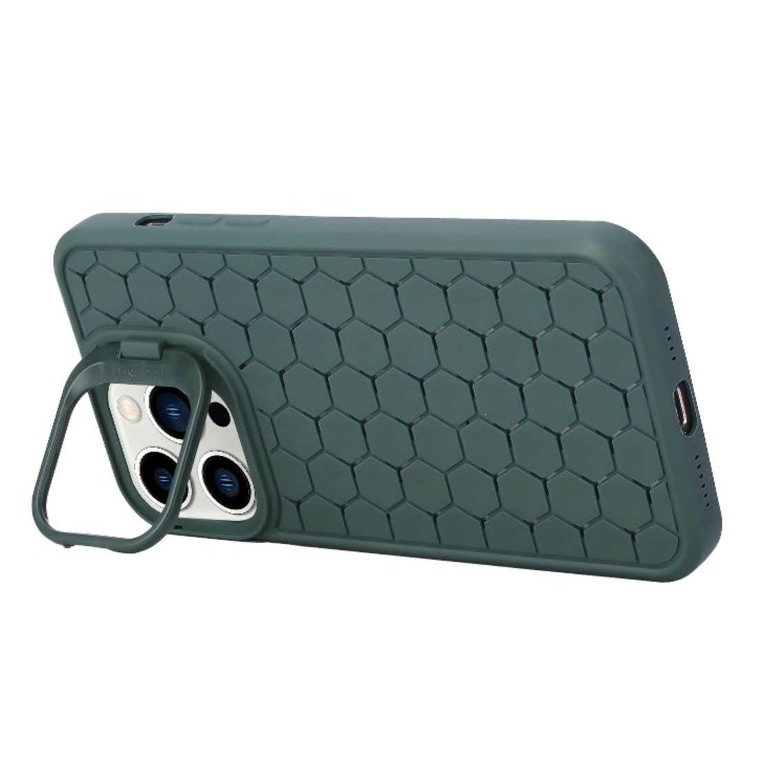 Husa de Protectie TPU, Vafy, pentru Apple iPhone 15, 3D Cube, cu Inel, Protectie Camera, Antisoc, Antizgariere, Antialunecare, Acoperire Completa, Verde