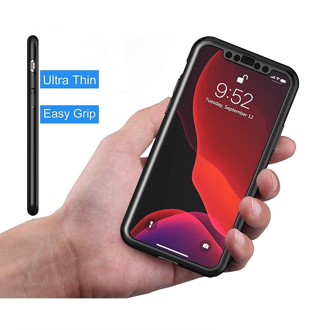 Husa Apple iPhone 7 Plus Full Cover 360 Negru + Folie de protectie