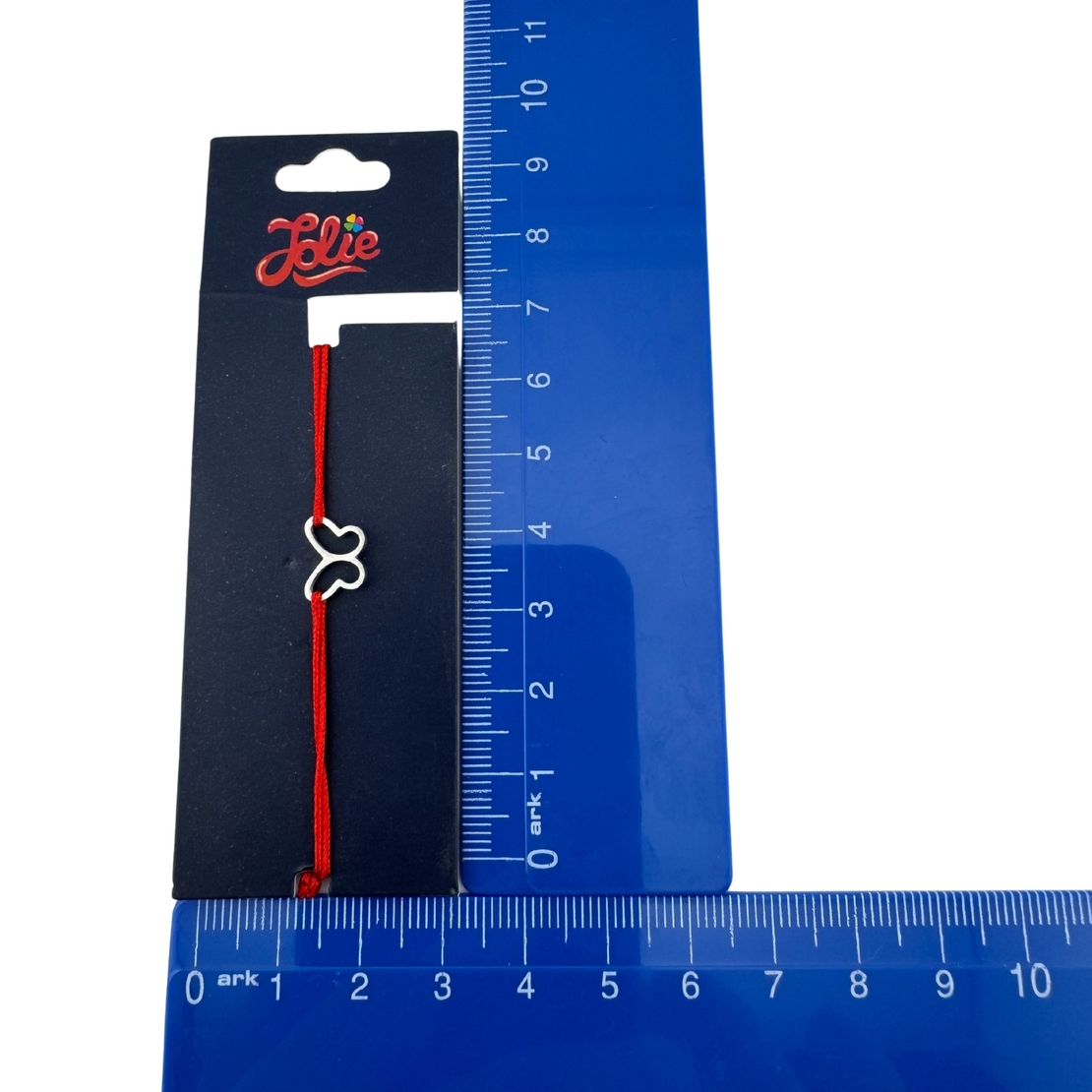 Martisor Bratara din Inox pentru Copii, Jolie, Textil si Inox, Snur Rosu, Model Fluture Gol, Argintiu