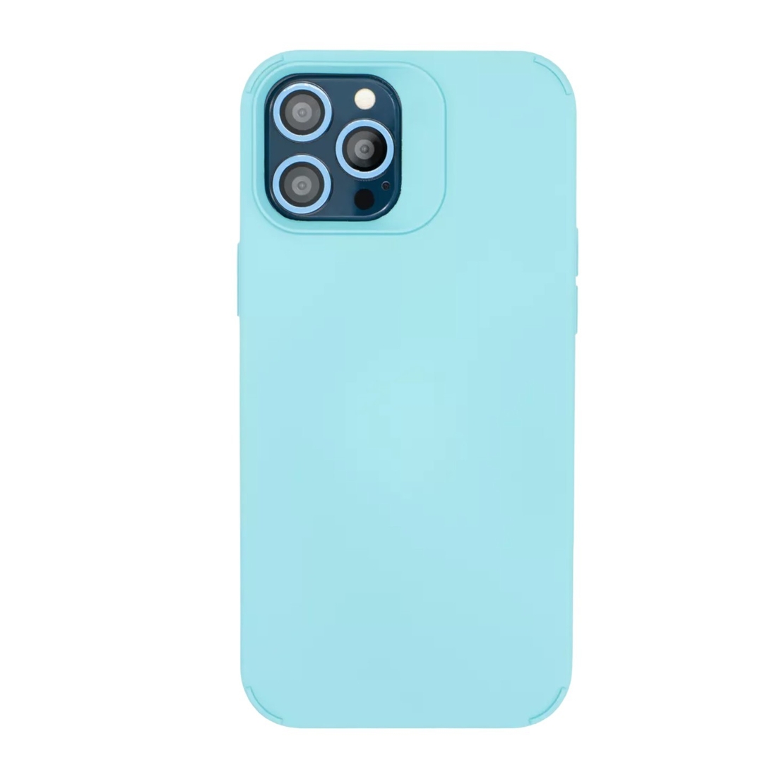 Husa Apple iPhone 13, Vafy, din Silicon Lichid, Interior din Microfibra, Lentile Fosforescente de Protectie Camera, Anti Amprenta, Rezistenta la Socuri, Bleu