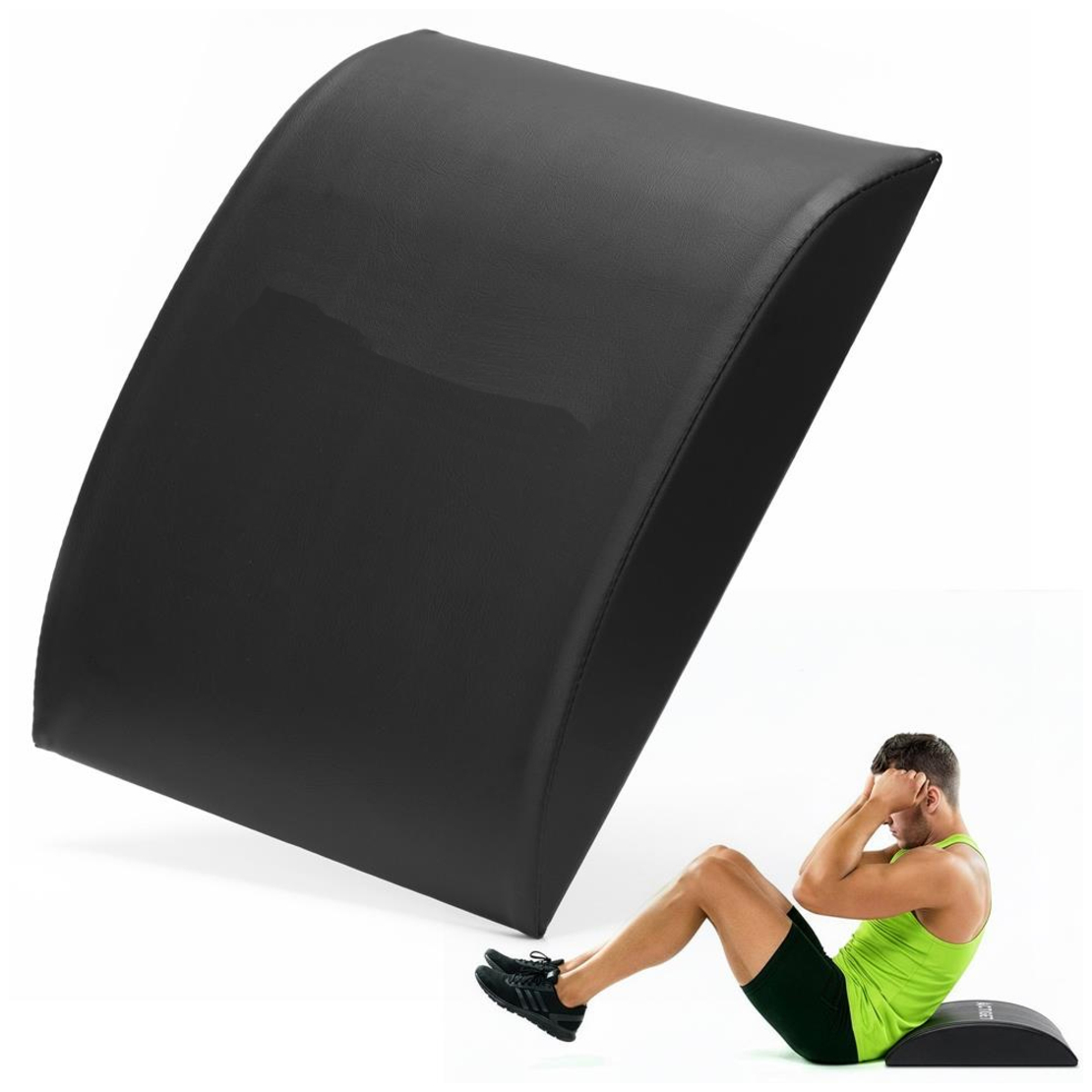 Suport lombar fitness pentru abdomene, spuma si MDF, 38x30x8 cm, negru