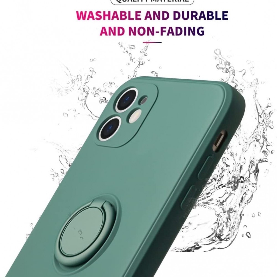 Husa protectie Vafy compatibila cu Samsung A72 Liquid Silicone Ring cu suport rotativ Verde