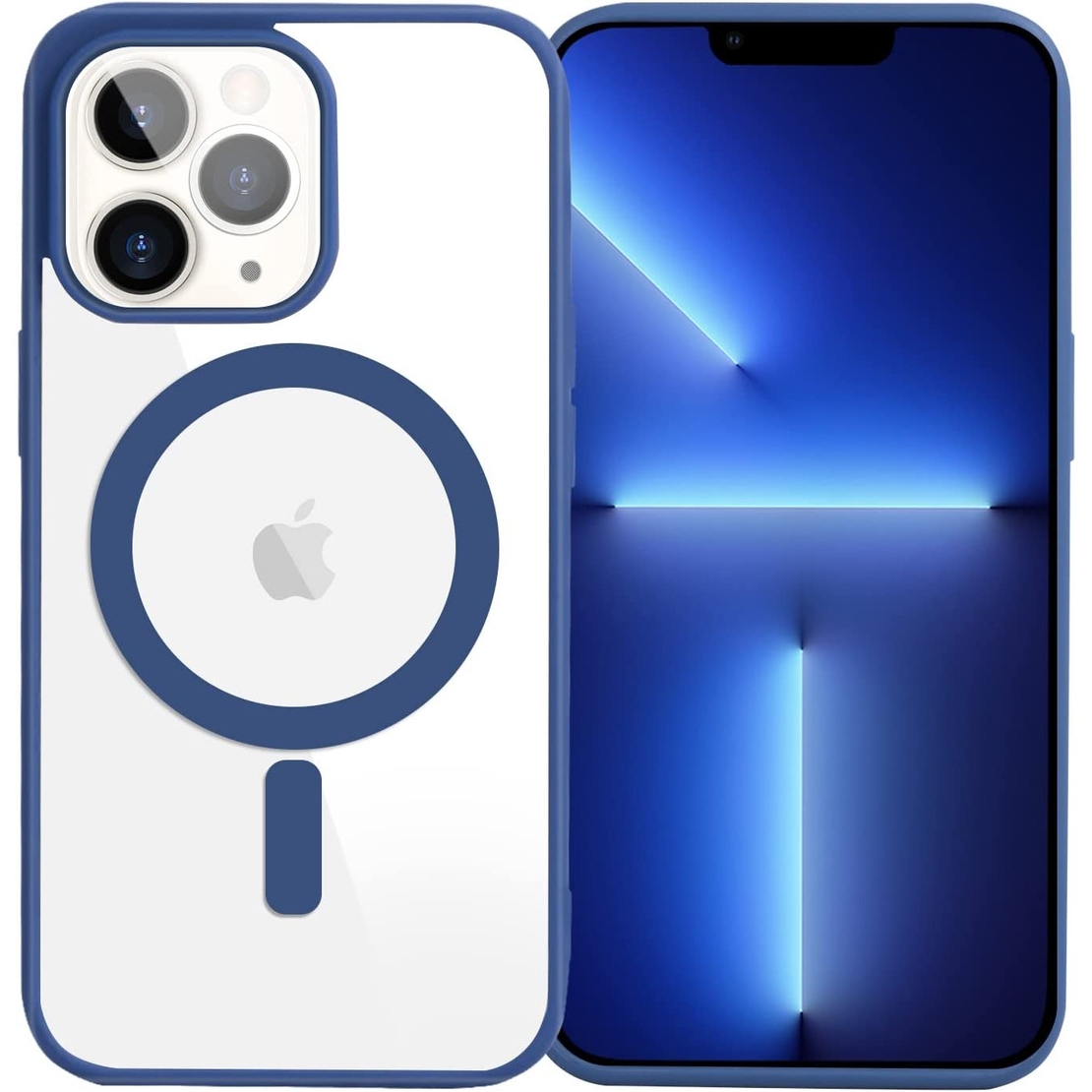 Husa MagSafe pentru Apple iPhone 11, Full Cover, Frosted Acrylic Color Big Hole, Magnetica, Incarcare Wireless, Vafy, Albastru