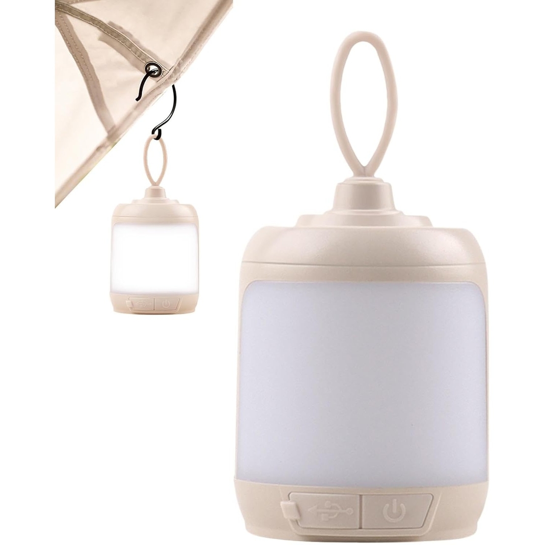 Mini Lampa LED de Camping, Vafy, pentru Aer Liber, Reincarcabila USB Type C, 3 Trepte de Lumina, Portabila, 13.8 x 6.5 cm, 5V, Alb