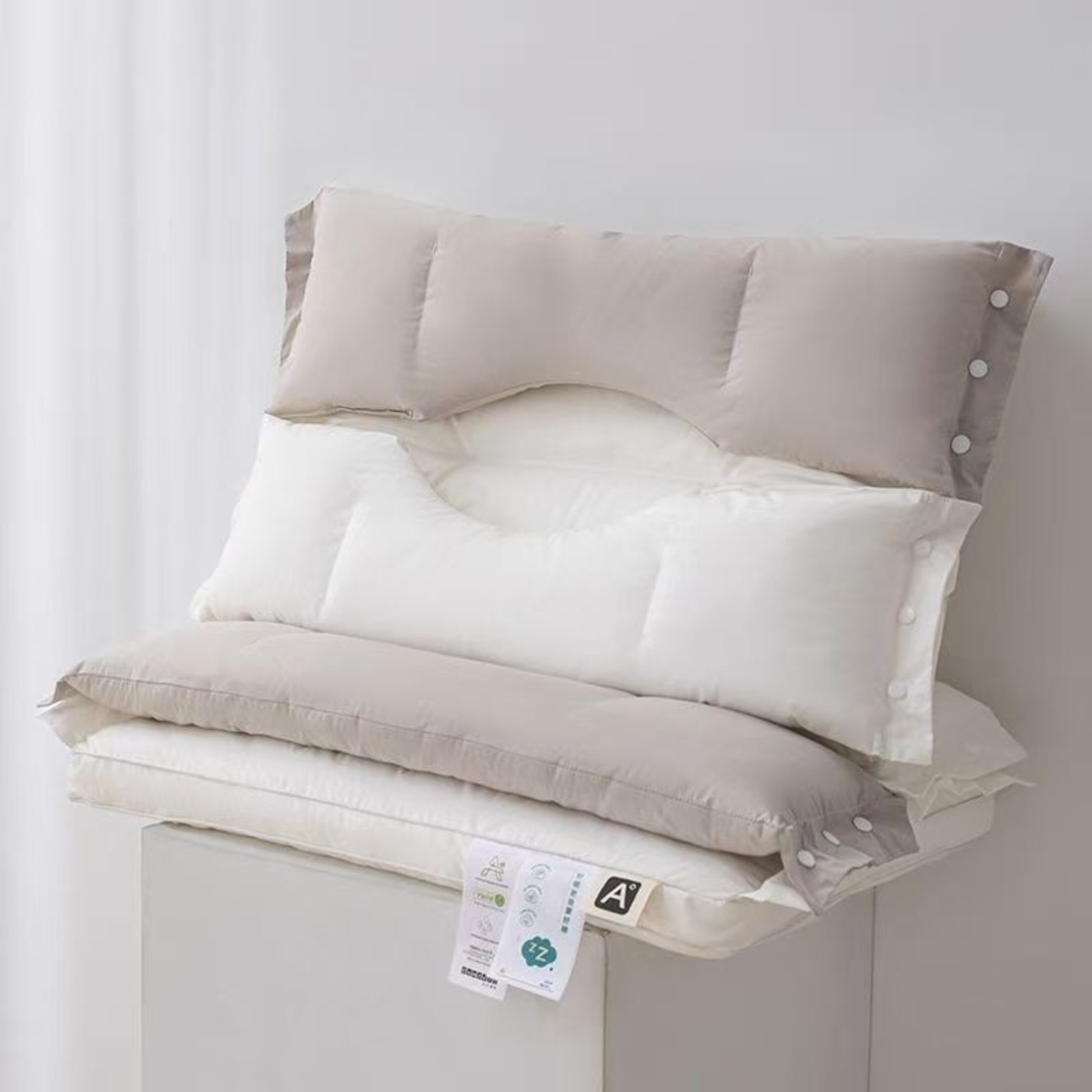 Perna Ortopedica 3 in 1, Vafy, Strat Dublu, Protectie Cervicala, pentru Adulti, 45 x 70 cm, Alb
