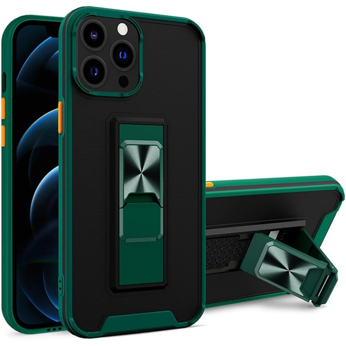 Husa Telefon, Vafy, Compatibila Apple iPhone 13 Mini, Carcasa Defender Sergeant Brave, Magnetic, cu Suport, Verde Inchis