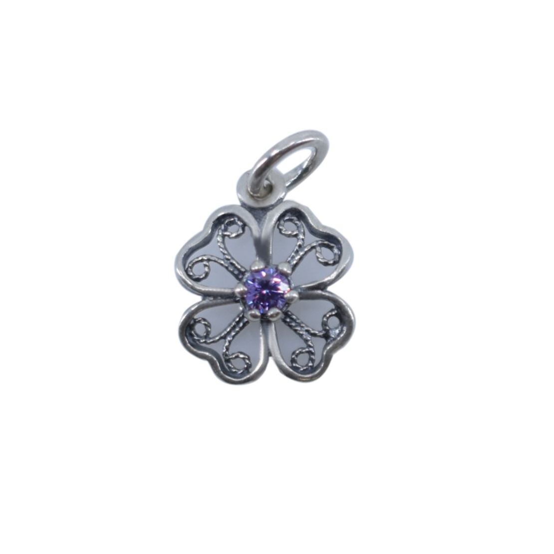 Pandantiv din Argint 925 Trifoi Filigran cu Piatra,0.98 g