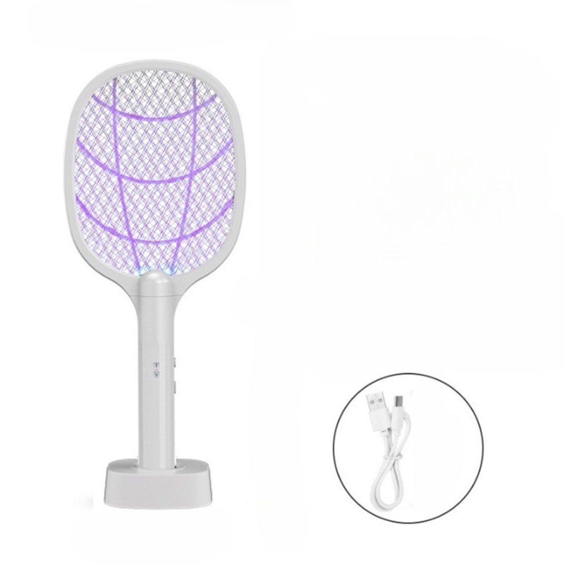 Lampa Electrica Impotriva Tantarilor, Flippy, 43 x 18 x 9.2 cm, Reincarcabila cu Cablu USB Inclus, Plasa din Aluminum Alb