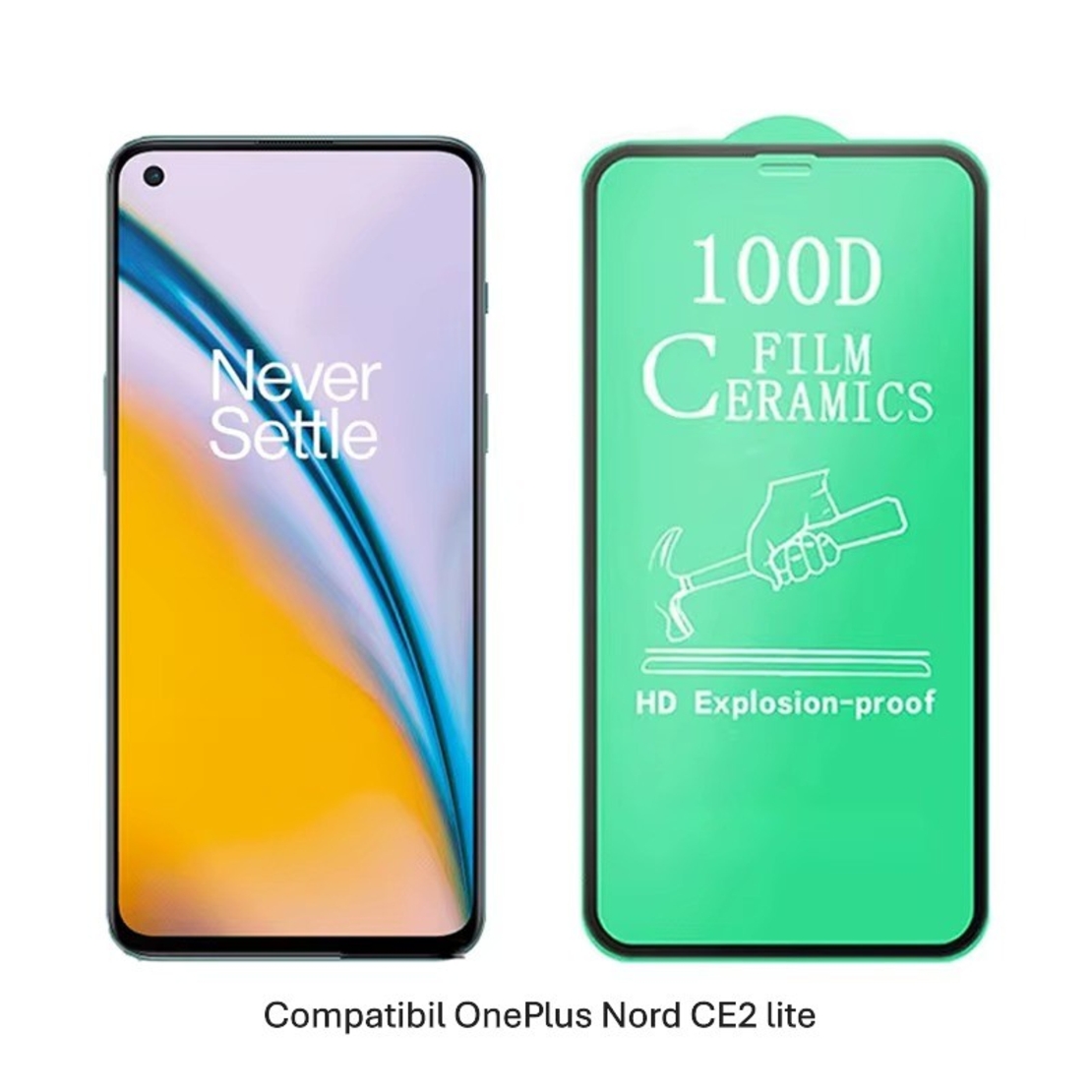 Folie de Protectie Ceramica, Vafy, Compatibila cu OnePlus Nord CE2 Lite, Ceramics 9D, Antisoc, Margini Negre, Transparent