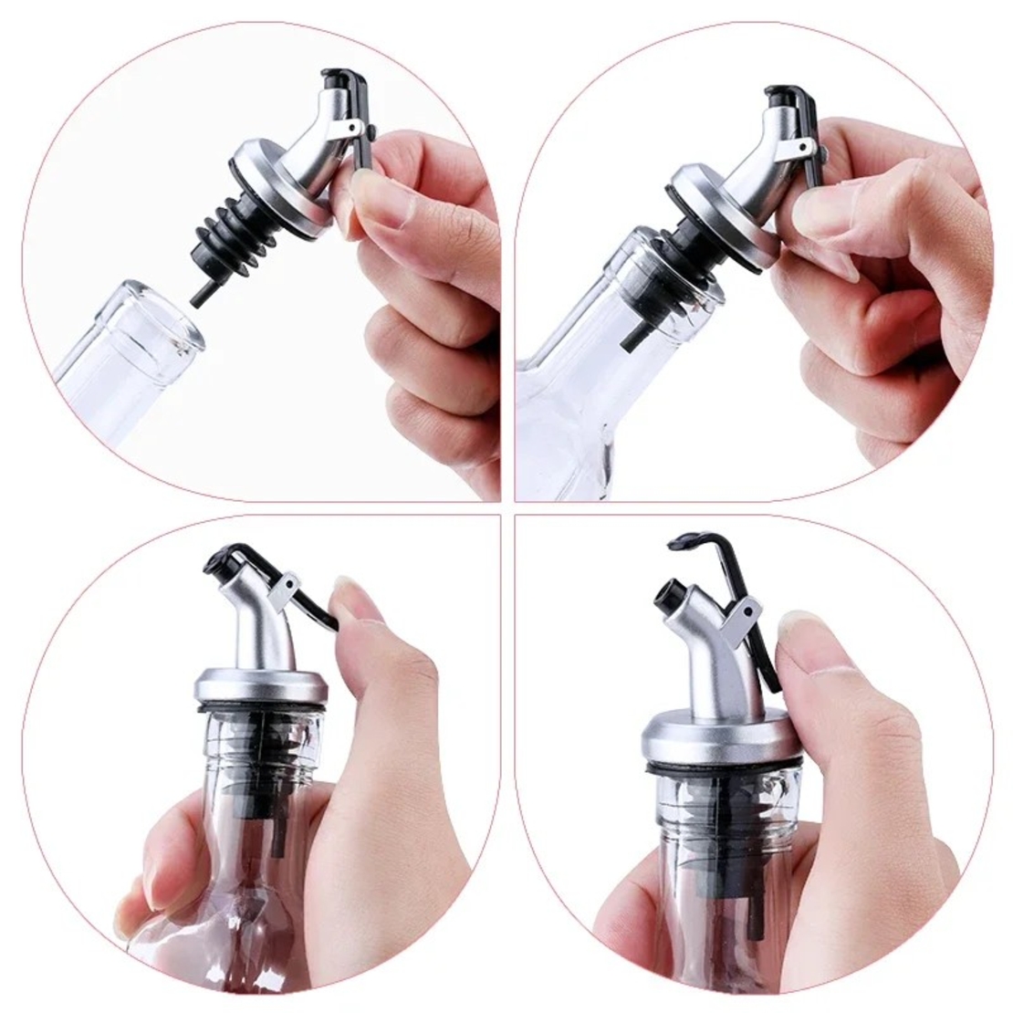 Sticla de Ulei de Masline, Vafy, Sticla etansa pentru Lichide de Bucatarie, Sticla pentru Uleiuri, Sosuri, Otet, Capac din Inox Dozator, 19.5 x 4.8 cm, volum 150 ml, Transparent