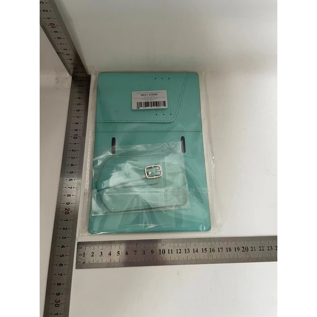 Portofel pentru Pasaport si Carduri, Vafy, 23x16 cm, 70g, din Piele PU, Suport Pix, Accesoriu Suport Eticheta, Unisex, Multifunctional, Bleu
