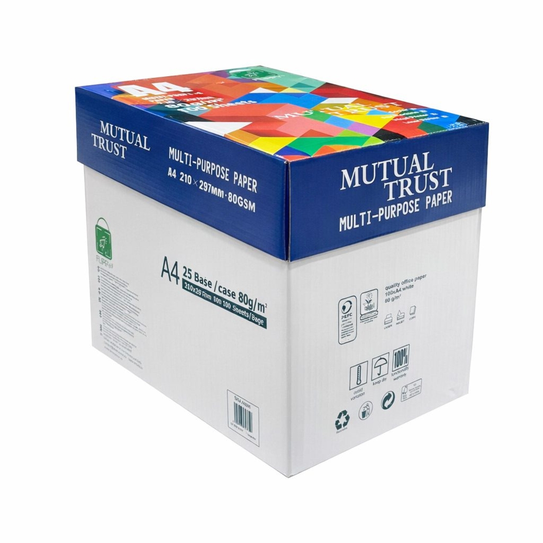 Hartie Copiator A4 Mutual Trust Cardboard, Flippy, 80 g/mp, 25 topuri x 100 coli/top (2500 coli), 210 x 297 mm, Hartie Multifunctionala pentru Printare, Copiere si Proiecte Creative