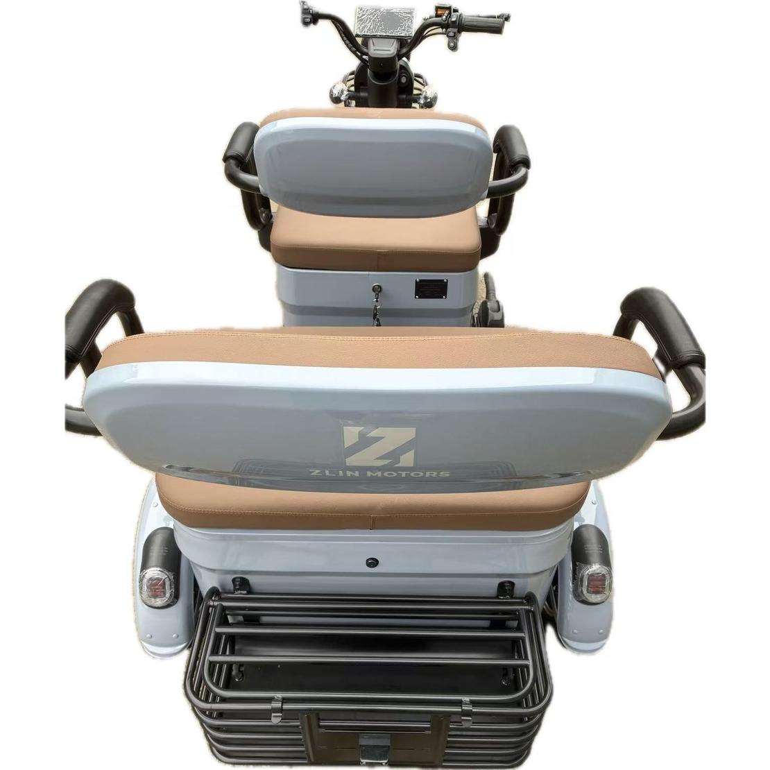 Triciclu Electric V6, Saige, Fara Permis, cu Doua Locuri, Motor 1800W, Baterie 72V24Ah, Autonomie 60km, 220x88x105 cm, Viteza Maxima 25km/h, Gri OldStyle