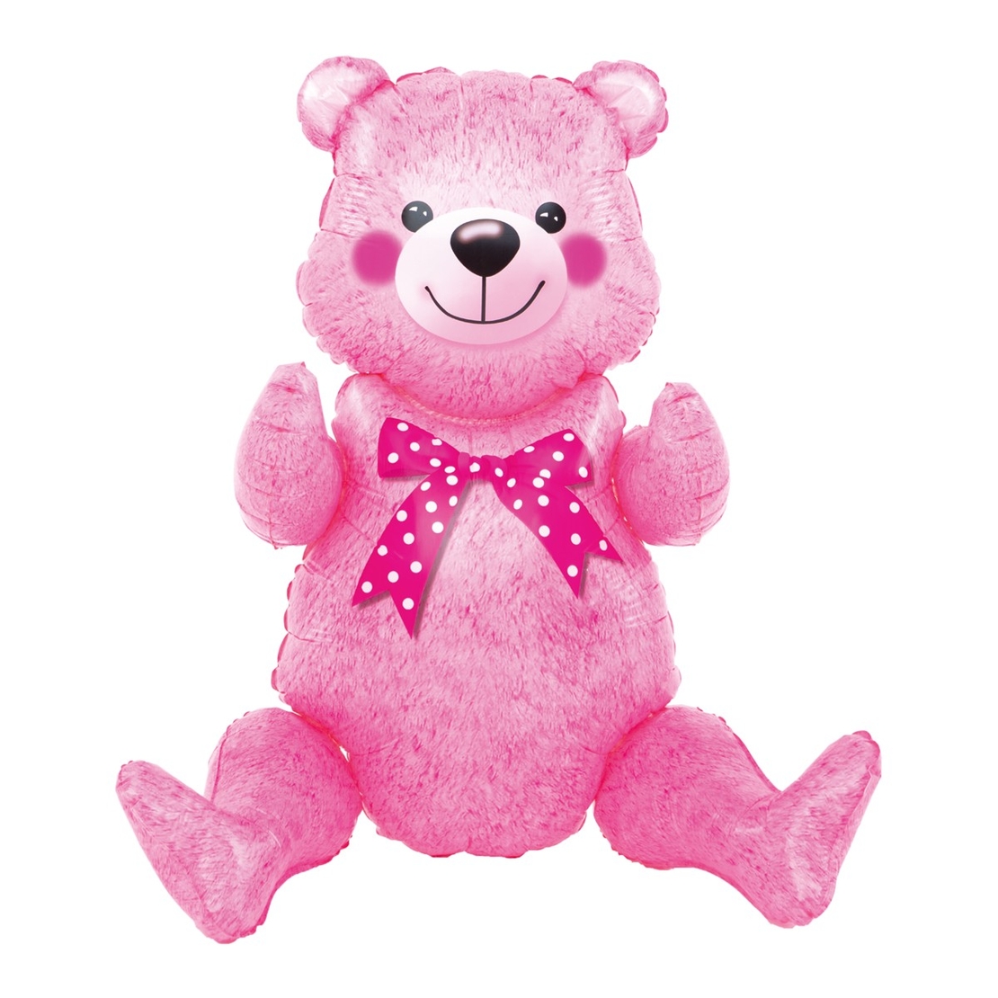 Balon din Folie Metalizata, Vafy, Figurina Animalute, Model Ursulet Asezat, Tematica Aniversare, 44x82.5 cm, Ambalaj Individual, Pai Inclus, Umflare cu Aer sau Heliu, Roz