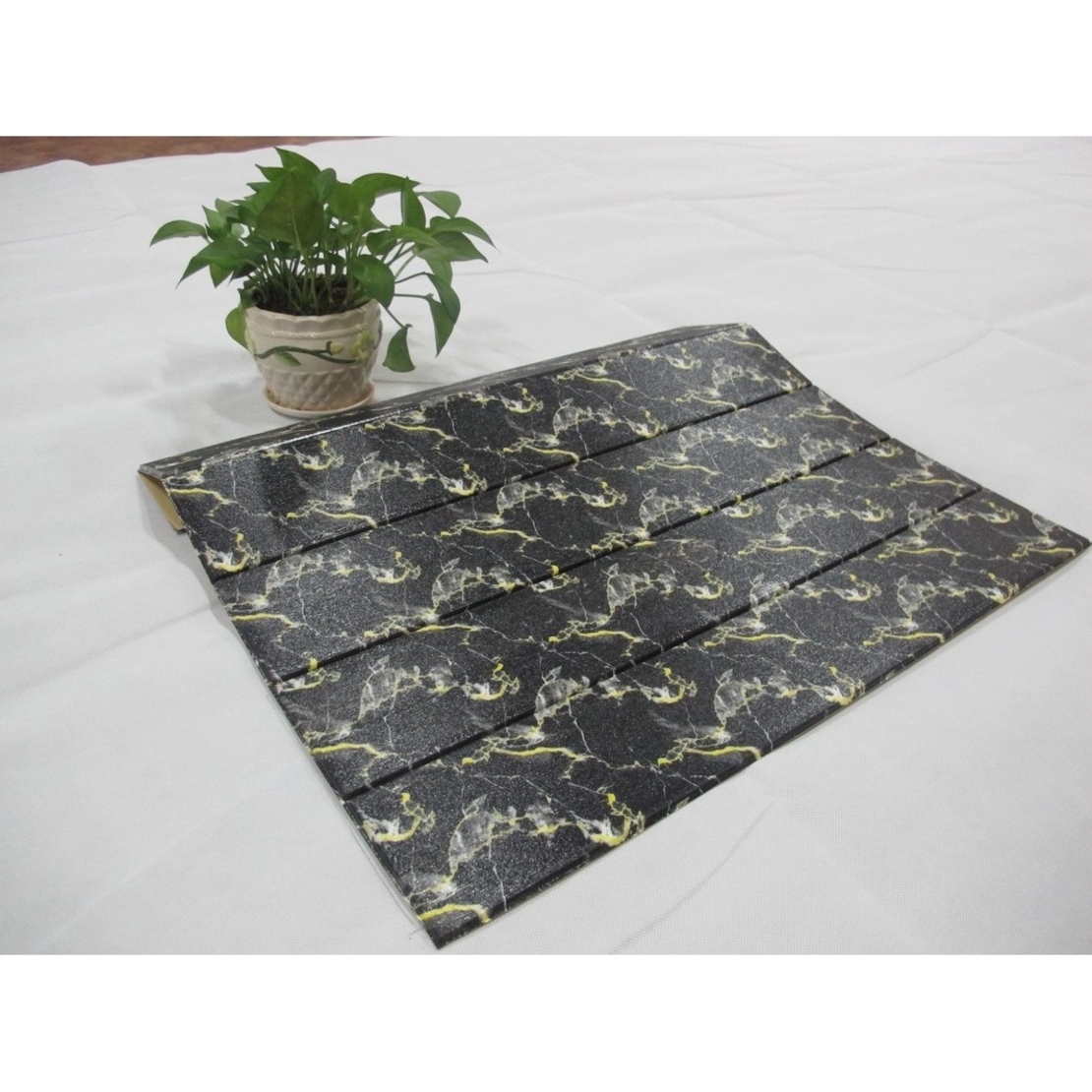 Set 10 Placi Tapet 3D, Vafy, 70 x 70 cm, Grosime 3 mm, din Rasina, Tip Placi de Lemn, Suprafata Acoperita 4.9 mp, Negru