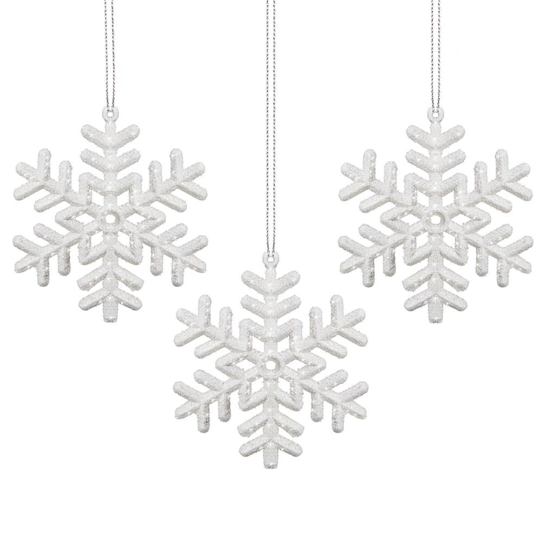 Decoratiune brad fulg de zapada, set 3 bucati, 8cm, alb