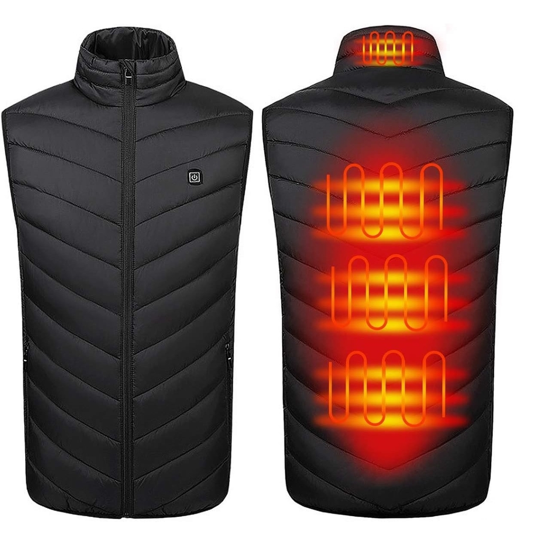 Vesta Inteligenta Incalzita, Vafy, Unisex, 2 Zone de Incalzire, Umplutura Bumbac, 3 Trepte de Temperatura, Incarcare USB, Negru, 45 - 58 kg, Marime L