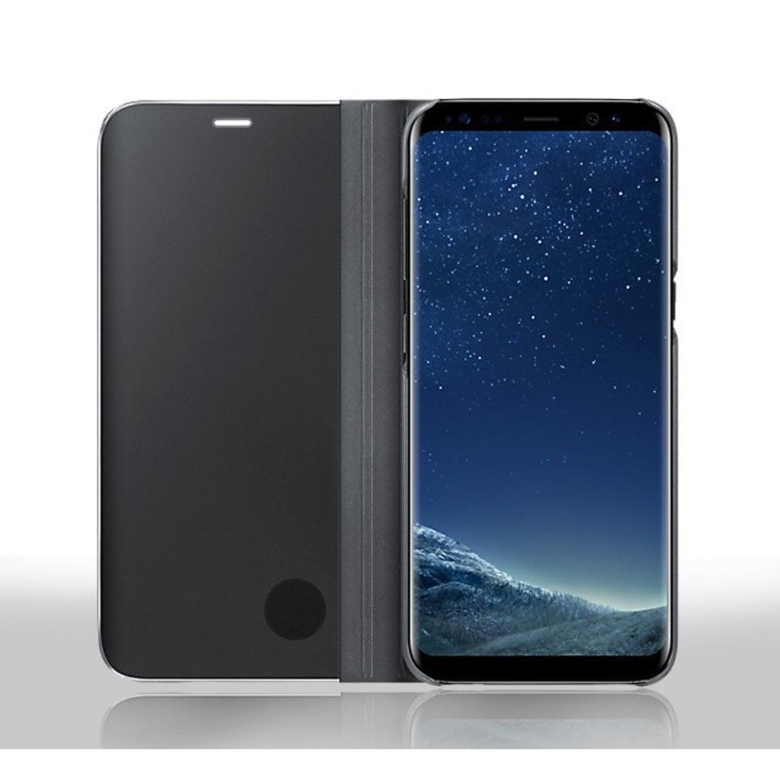 Husa Tip Carte, Flippy, Compatibila cu Huawei Mate 10 Lite, Flip Cover Oglinda, Negru