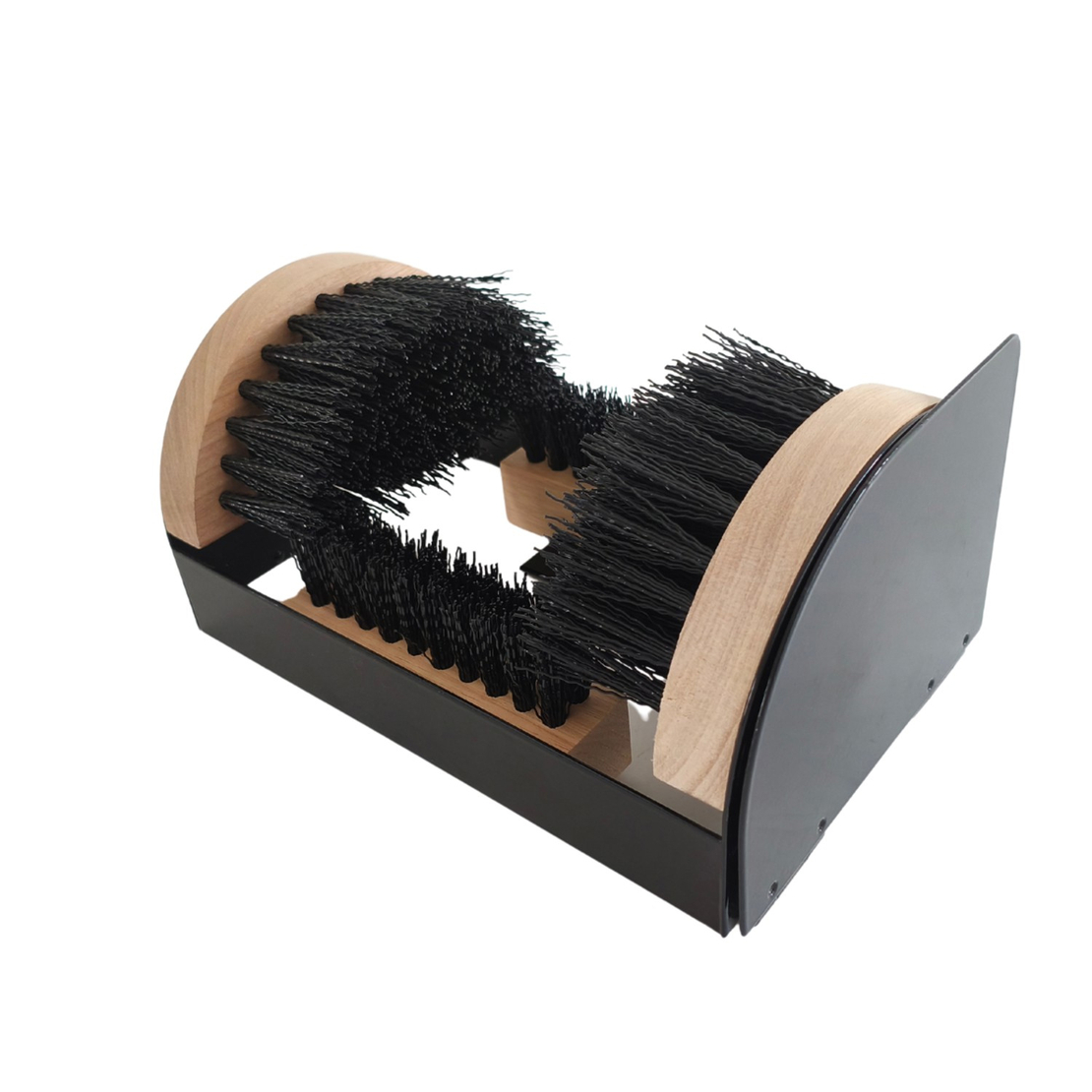 Curatator incaltaminte cu perii pentru exterior, cadru metalic si baza din lemn, 23x15x11 cm