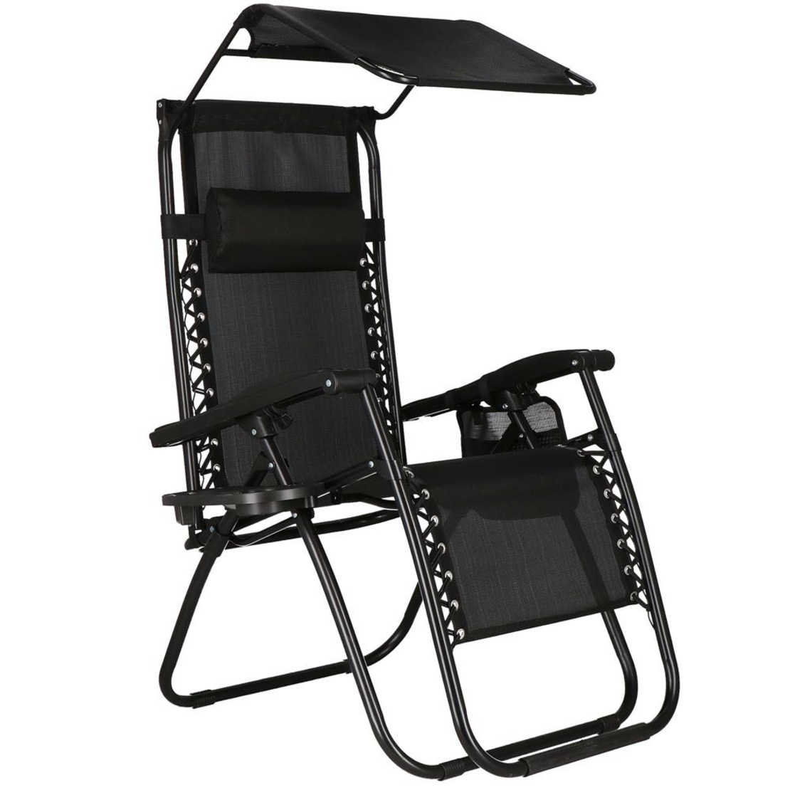 Sezlong pliabil SERSIMO GC3, Relax Zero Gravity cu parasolar, 175cm, negru