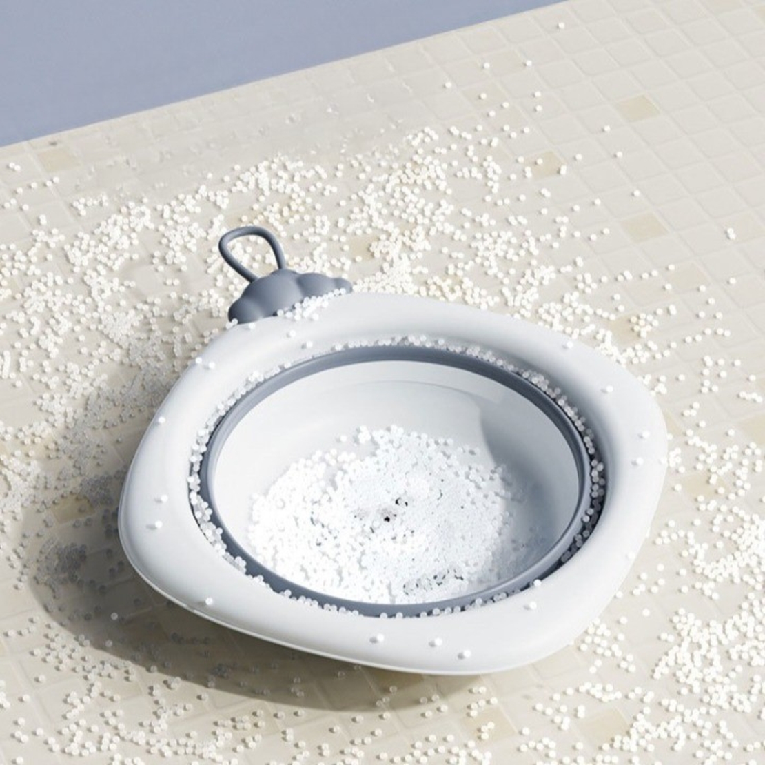 Cada Pliabila pentru Baie pentru Copii, Flippy, Cadita pentru Bebelusi, Model Romb pentru Picioare Koala, Gri, 30x30x3.5 cm, 4L