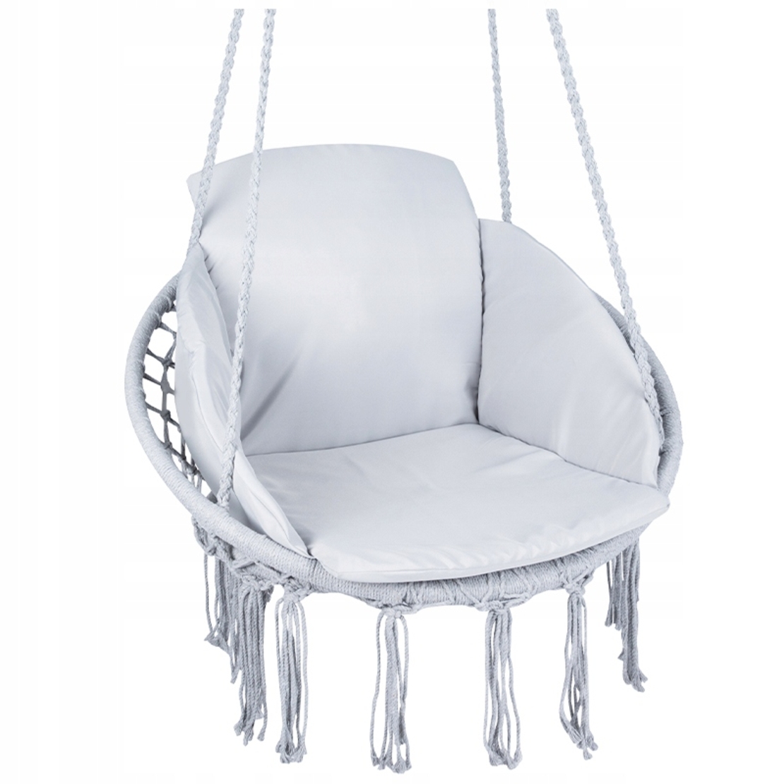 Scaun rotund Sersimo tip leagan suspendat cu perna Confort casa sau gradina, gri