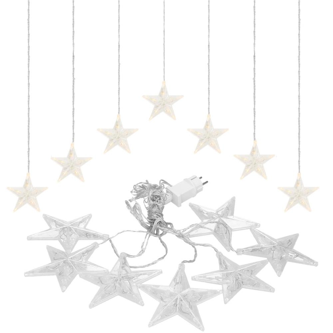 (DL) Ghirlanda luminoasa tip perdea cu stelute 72 LED-uri, 2m, pentru interior/exterior, iluminare alb
