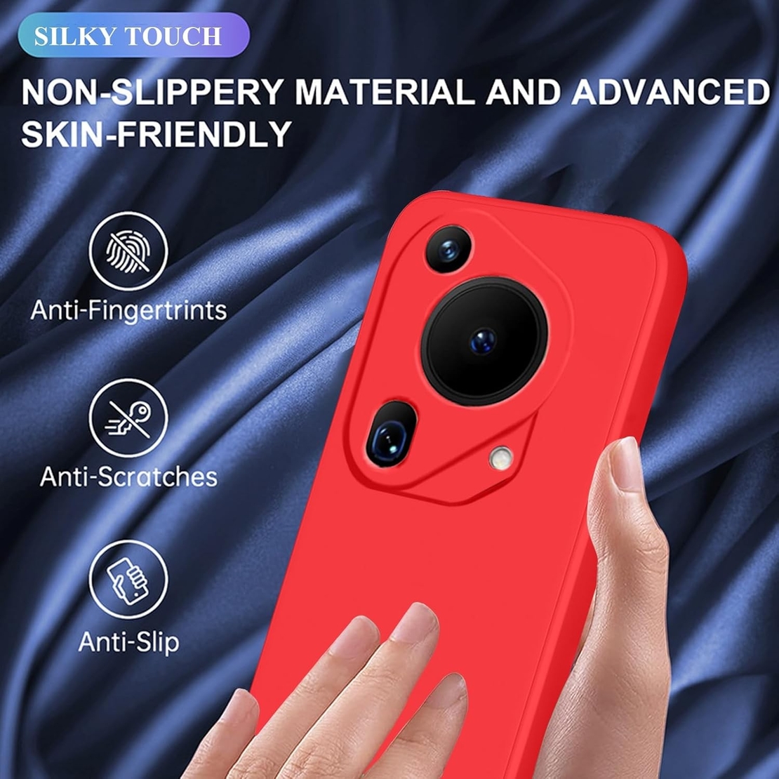 Husa de Protectie, Vafy, pentru Huawei Pura 70 Pro, Liquid Silicone, cu Microfibra pe Interior, Protectie Antisoc, Compatibil Incarcare Wireless, Rosu
