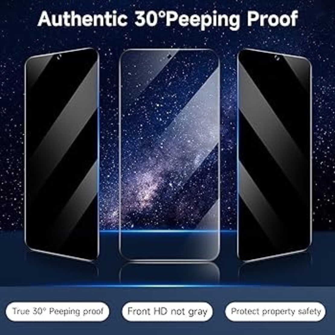 Folie Sticla Securizata, Vafy, Pentru Samsung Galaxy S23 FE, Privacy Classic, 2.5D, Confidentialitate 35°, Negru Transparent