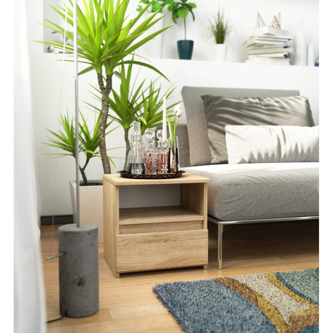 Noptiera cu 1 sertar, PAL laminat 16mm, 40x35x40 cm, stejar sonoma