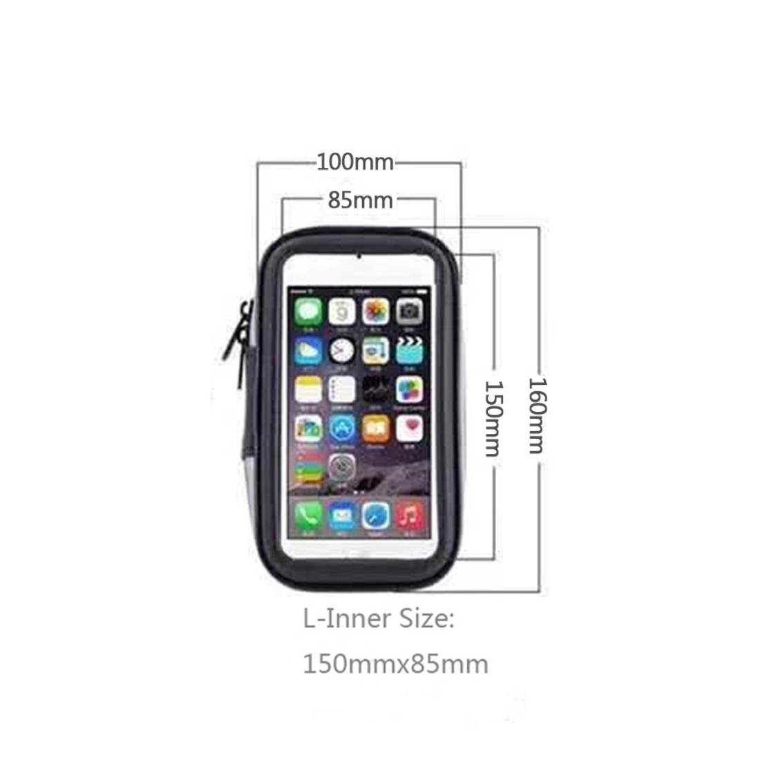 Suport husa telefon mobil Flippy pentru bicicleta si motocicleta, rezistent apa si socuri, touchscreen, 360 rotativ, negru, marime L ≤ 5.5 inch