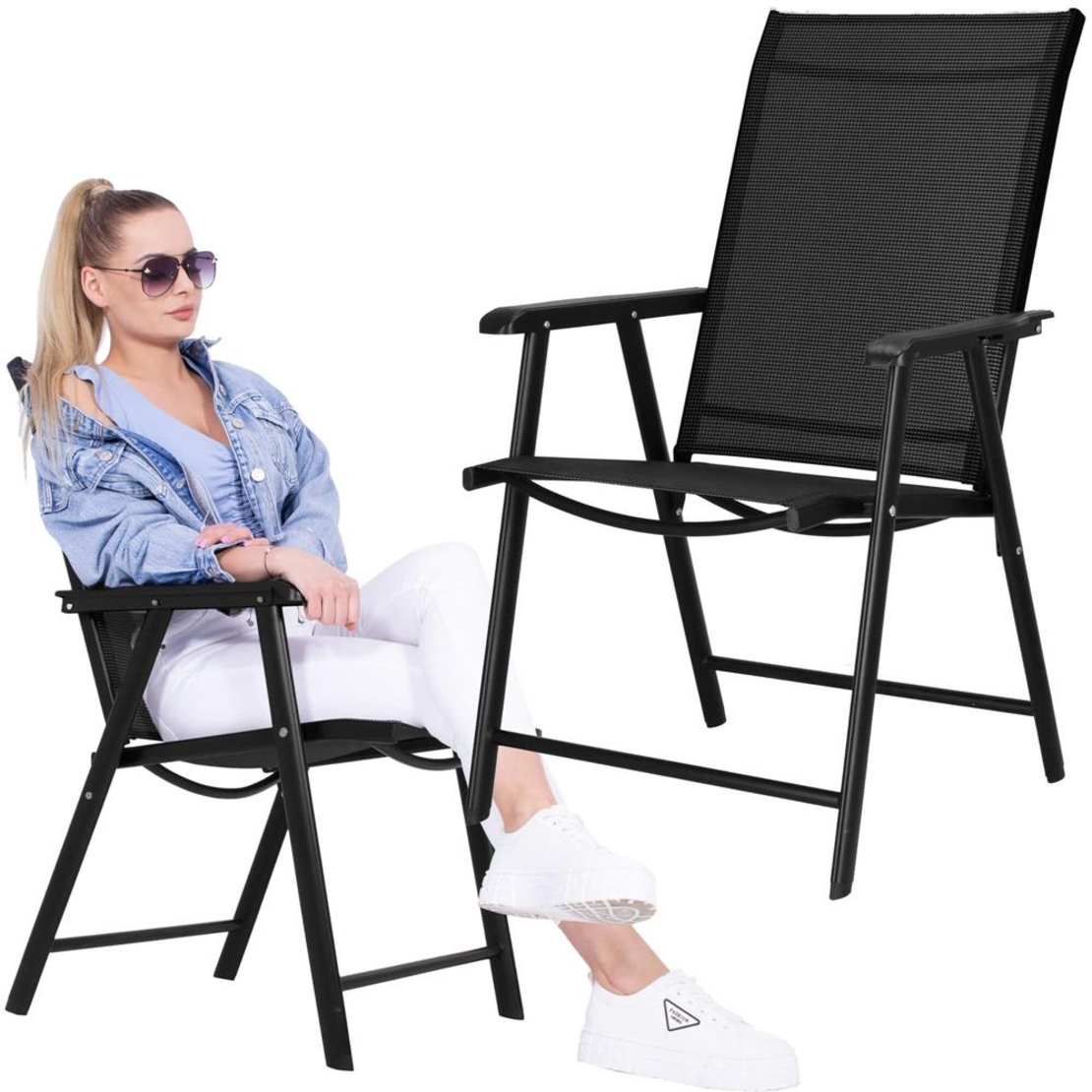 Scaun de gradina metalic, pliabil, 95x57x66cm, maxim 150kg, negru