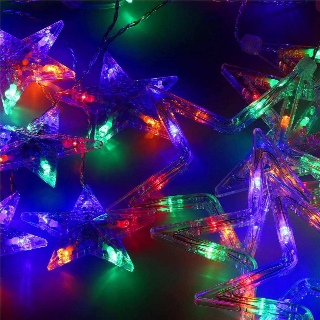 Ghirlanda luminoasa tip perdea cu stelute 138 LED-uri, 2m, pentru interior/exterior, iluminare multicolor