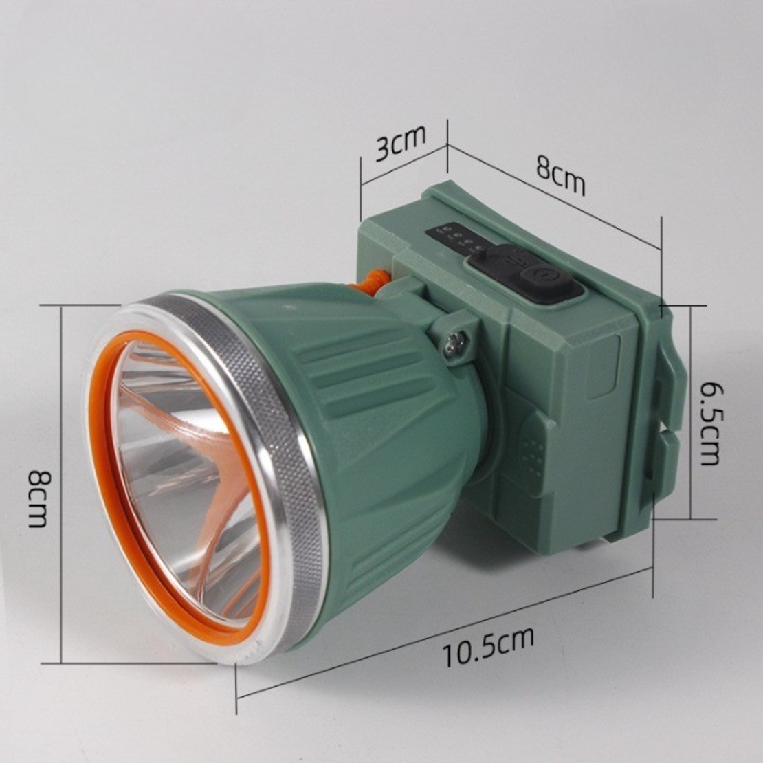 Lanterna LED de Montat pe Cap, Vafy, cu Raza Lunga de Zoom, Reincarcabila USB, Far Telescopic, Rezistent la Apa, Reglabil, pentru Pescuit in Aer Liber, Camping, Lumina Puternica, Lanterna, 10.5x8x6.5 cm, Verde Inchis