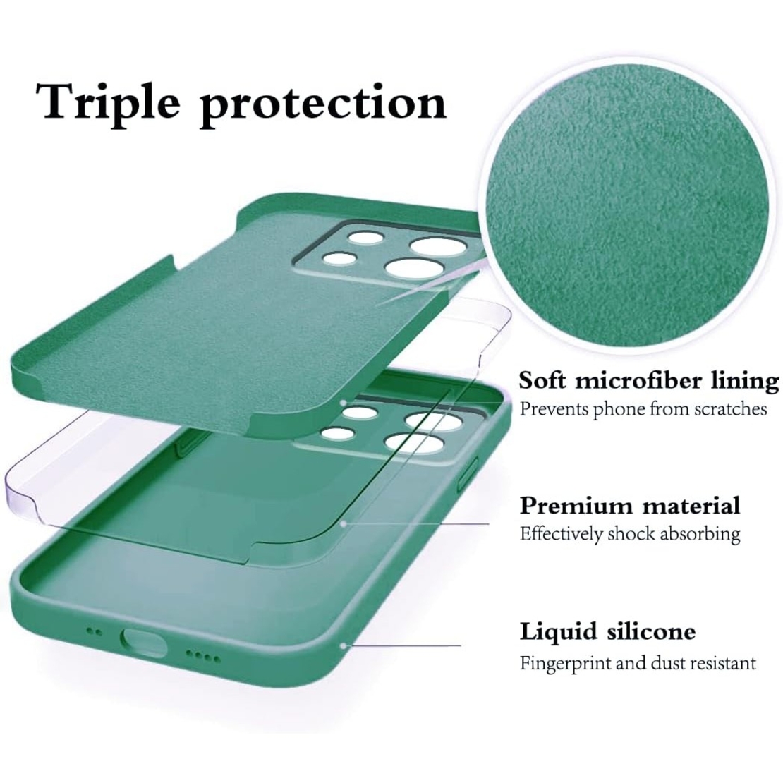 Husa de Protectie, Vafy, pentru Xiaomi Redmi Note 13 5G, Liquid Silicone, cu Microfibra pe Interior, Protectie Antisoc, Compatibil Incarcare Wireless, Verde