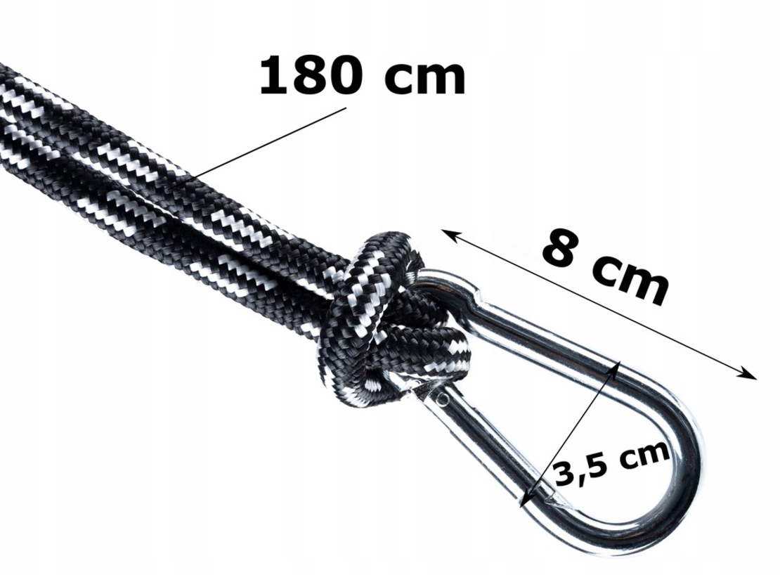 Kit de montare hamac cu 2 franghii de 180cm si 2 carabine, sarcina 2x200kg