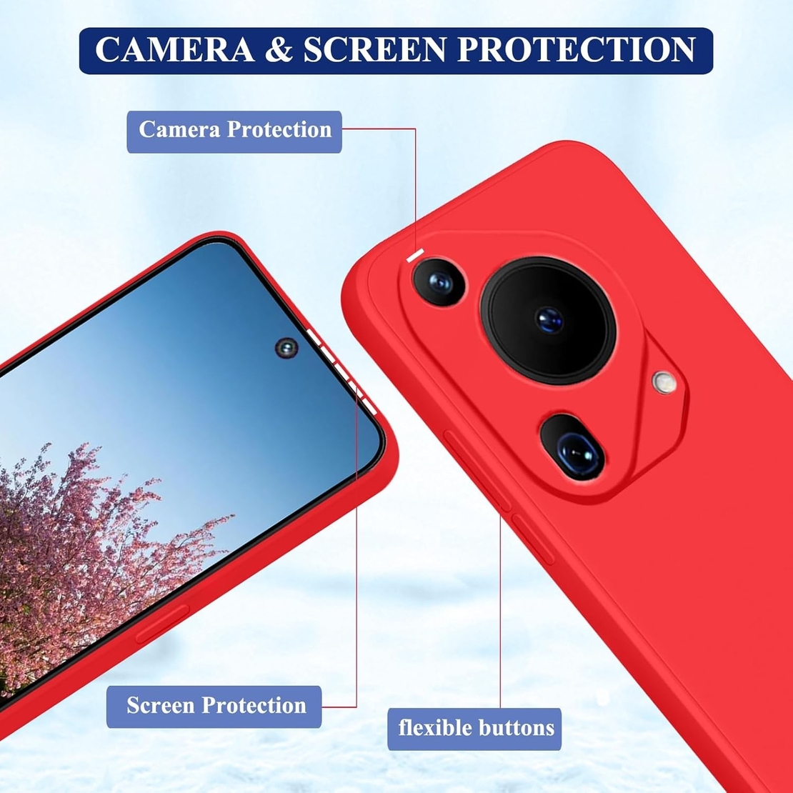 Husa de Protectie, Vafy, pentru Huawei Pura 70 Pro, Liquid Silicone, cu Microfibra pe Interior, Protectie Antisoc, Compatibil Incarcare Wireless, Rosu