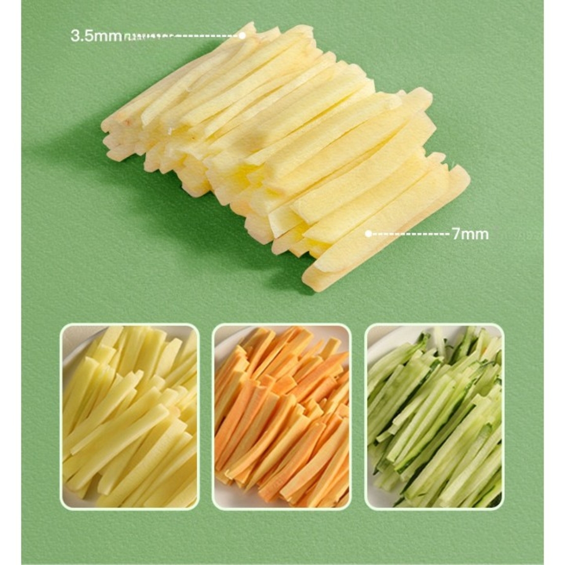 Feliator de Legume Multifunctional, Flippy, Taieturi Diferite, Razatoare pentru Bucatarie, Taietor de Cartofi, Presa Manuala, Pliabila, Extensibila, PP PET, 23.5x9.5x5.5 cm, Alb
