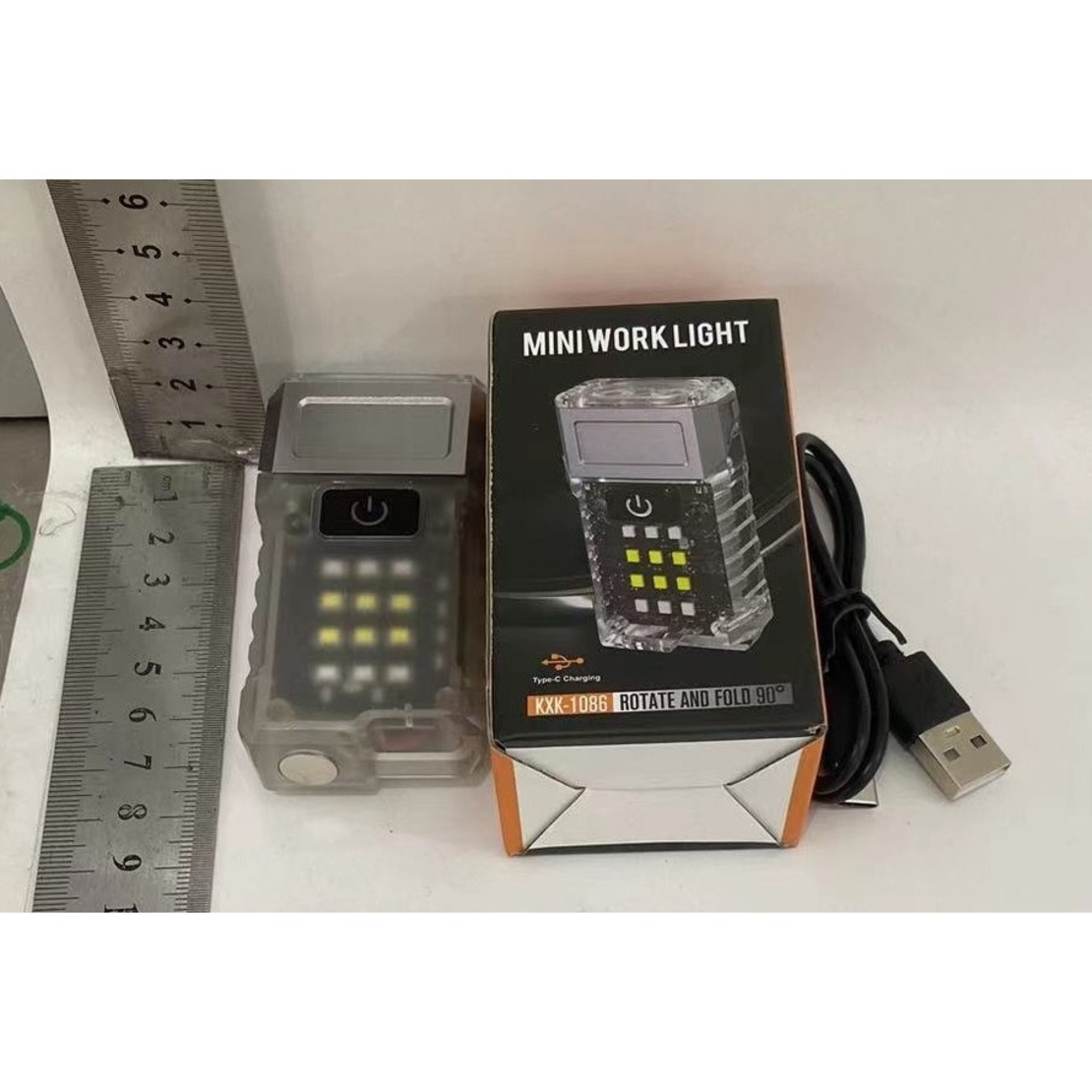 Lanterna UV LED Portabila, Vafy, Incarcare USB Tip C, Raza 50 m, 5W, 3 Culori de Lumina, 1200 mAh, 8 x 2 x 4.2 cm, Transparent Fluorescent