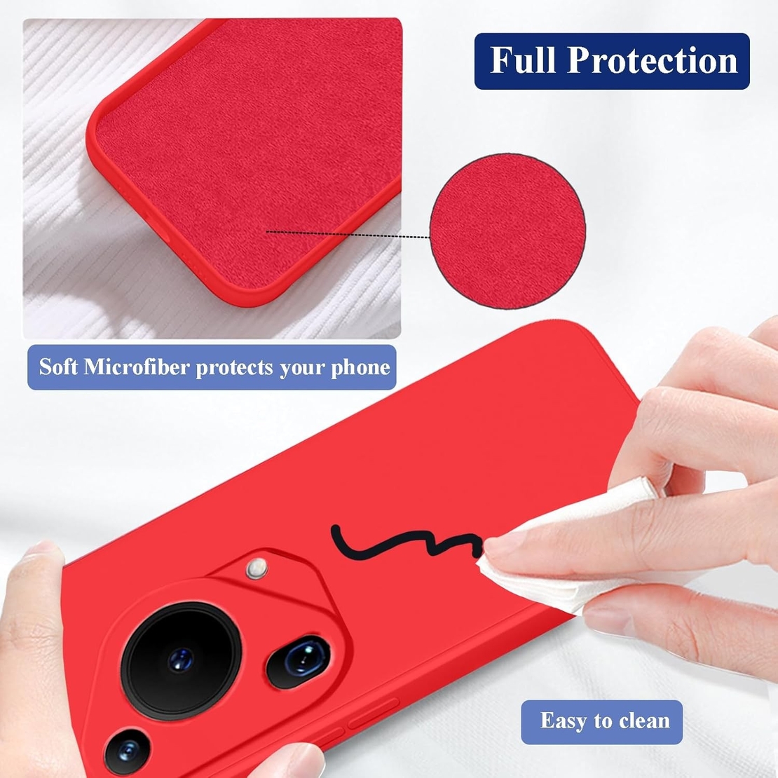 Husa de Protectie, Vafy, pentru Huawei Pura 70 Pro, Liquid Silicone, cu Microfibra pe Interior, Protectie Antisoc, Compatibil Incarcare Wireless, Rosu