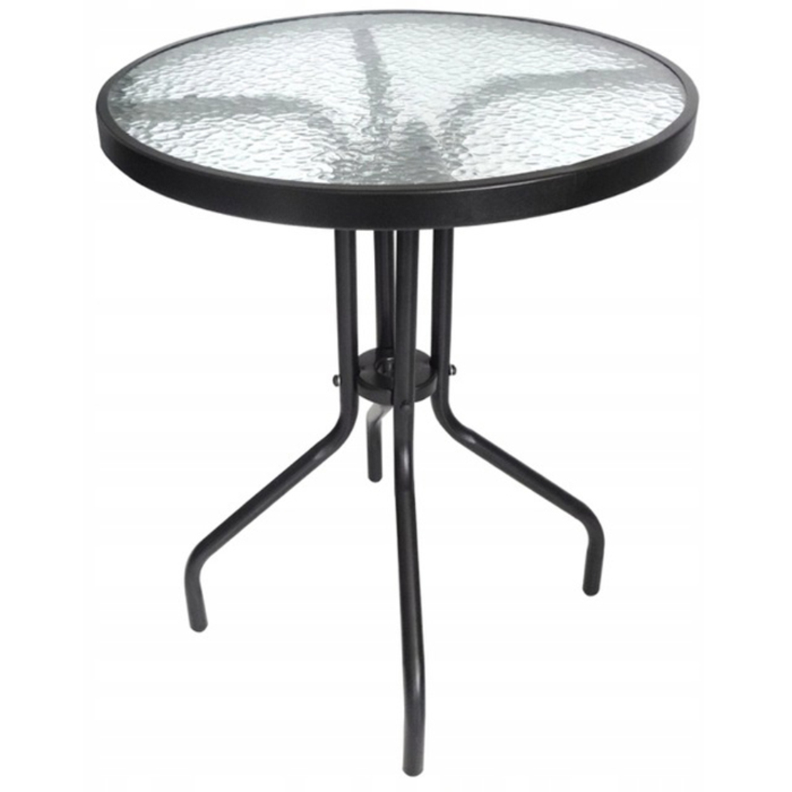 Masa pentru gradina sau balcon, cadru metalic, blat sticla, 60x70cm, negru
