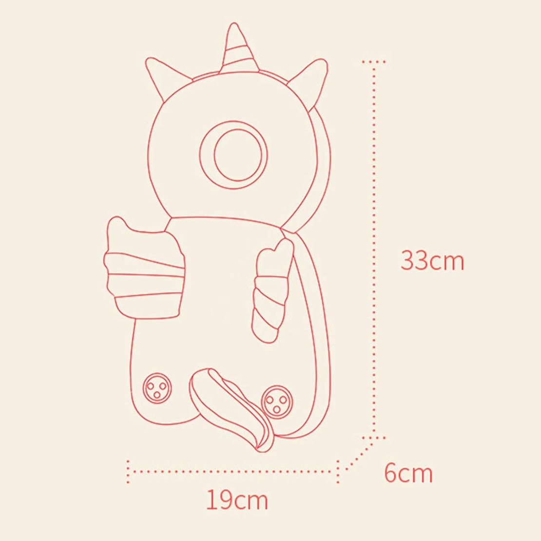 Perna tip Rucsac pentru Protectia Capului, Flippy, Tetiera tip Unicorn, pentru Bebelusi, 33x6x19 cm, 180 g, Albastru