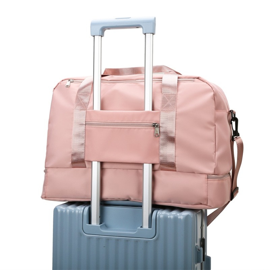 Geanta Pliabila, Flippy, pentru Voiaj, Buzunare Multiple, de Mana, Impermeabila, Material Textil, Capacitate 8 Kg, Dimensiune Deschisa 42x28x10 cm, Roz