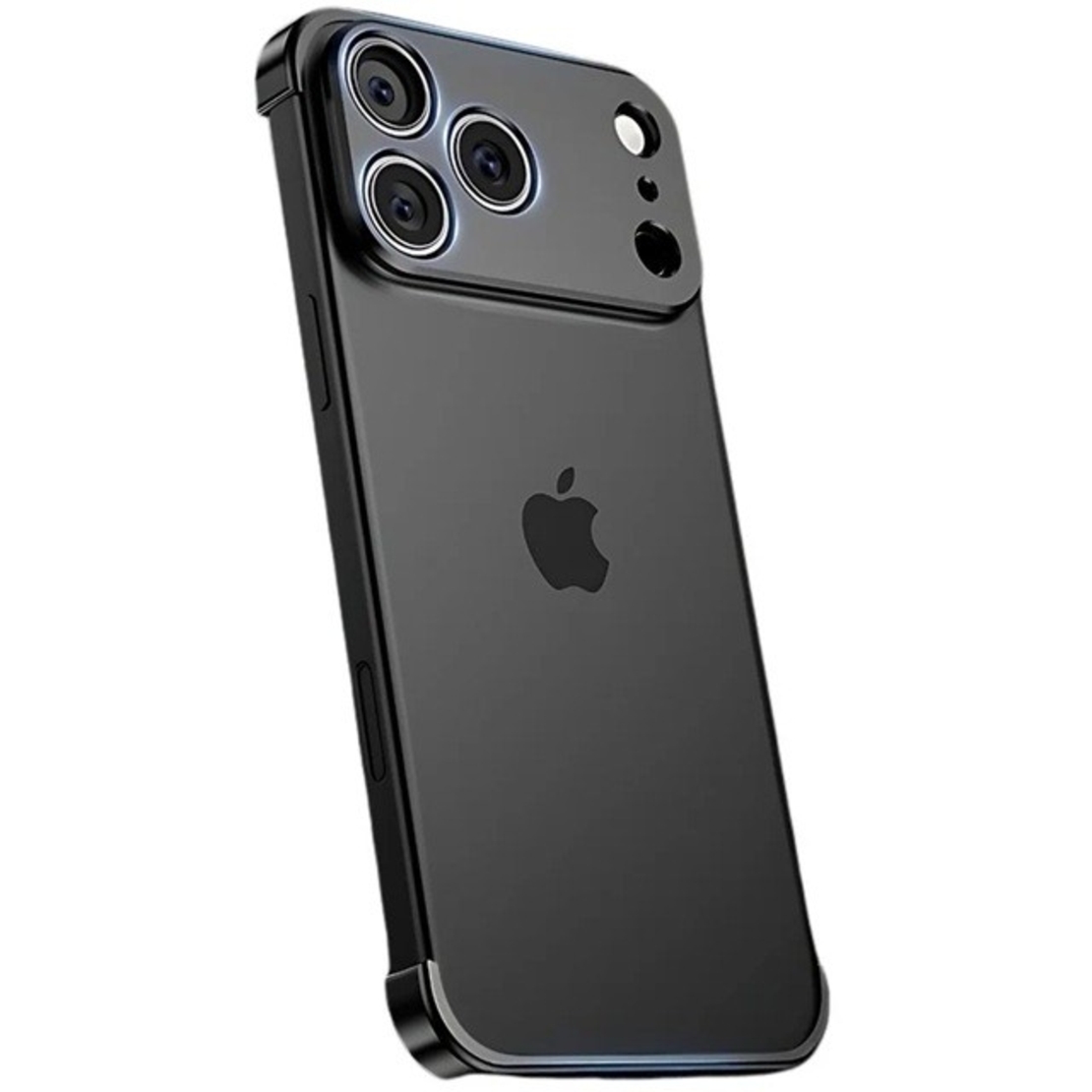Carcasa de Telefon, Vafy, Compatibila Apple iPhone 17 Pro, Fara Rama, doar Colturi si Camera, din Metal, Grosime 0.1 mm, Negru