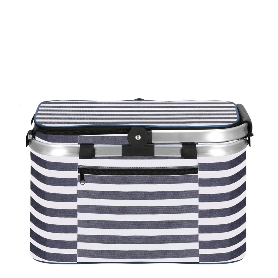 Geanta pentru picnic sau plaja, termoizolanta, 28 litri, alb albastru
