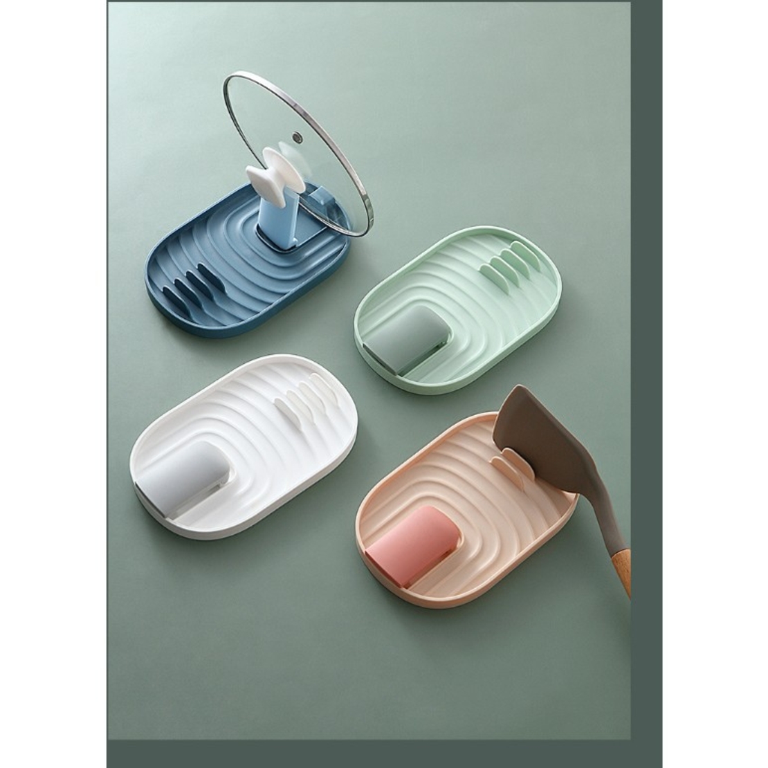 Suport Pliabil, Flippy, pentru Capace, Linguri, Multifunctional, Plasare pe Blatul de Bucatarie, 11.5 x 18 x 2.2 cm, Verde