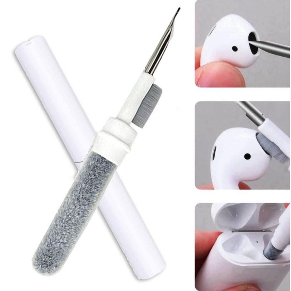 Kit de Curatare Casti 3in1, Flippy, Multifunctional, din ABS, 10.6 x 1.3 x 1.3 cm, Alb