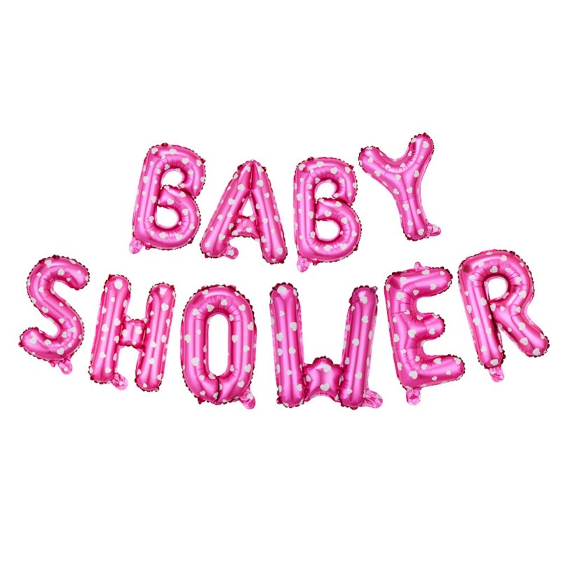Set Baloane din Folie Metalizata, Vafy, Model Baby Shower, Litere de 40 cm, Baloane Party, Ambalaj Individual, Pai, Ata si Adeziv Incluse, Umflare cu Aer sau Heliu, Roz