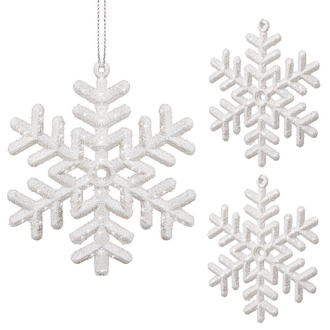 Decoratiune brad fulg de zapada, set 3 bucati, 8cm, alb